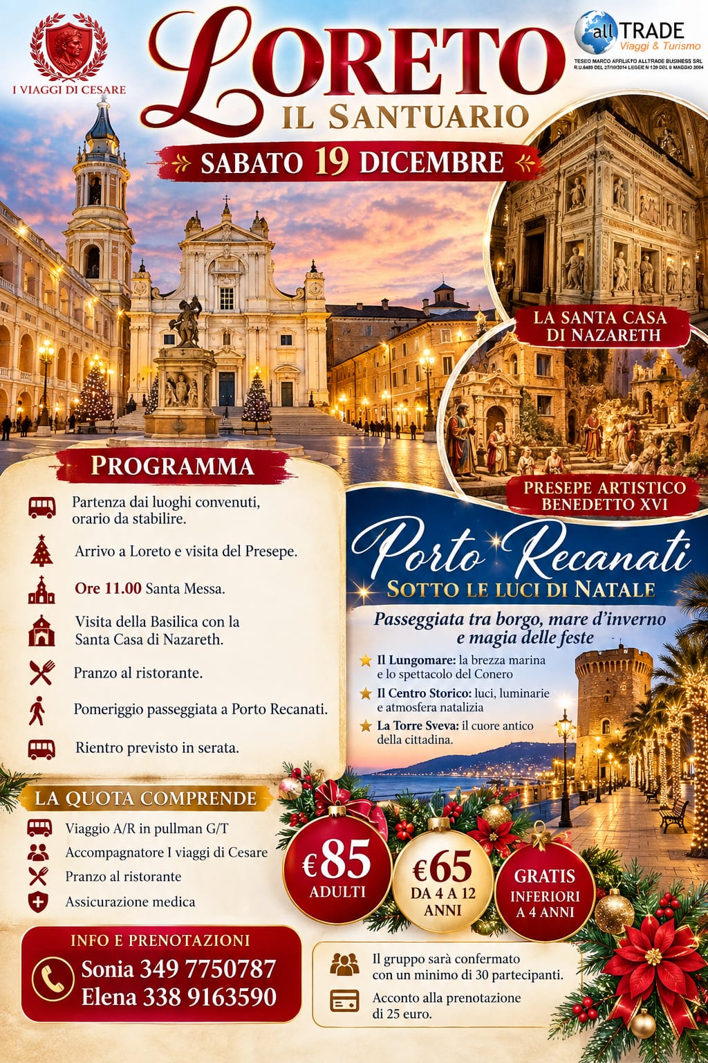 Loreto — Il Santuario e Porto Recanati sotto le luci di Natale