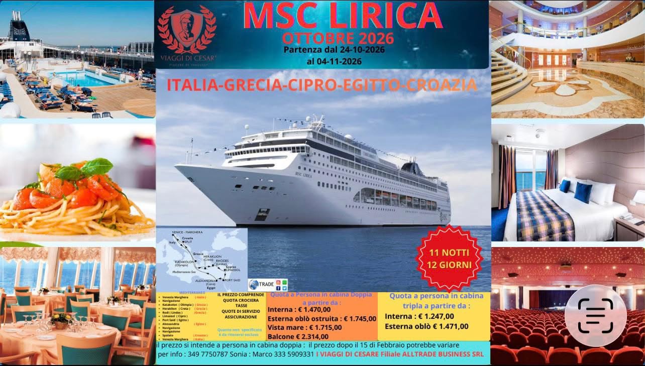 Crociera MSC Lirica — Italia, Grecia, Cipro, Egitto, Croazia